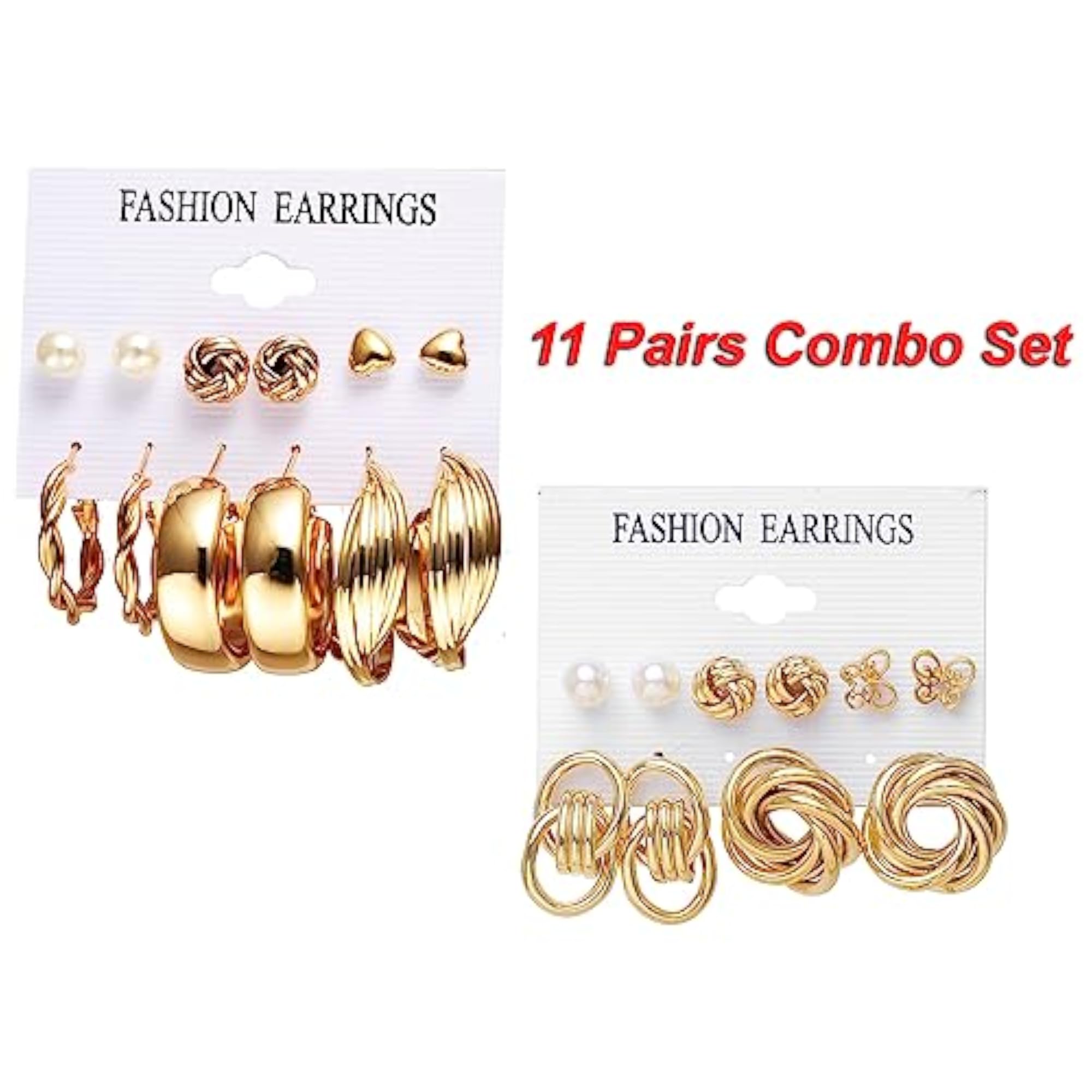 Stylish Hoop Stud Earrings Set for Women